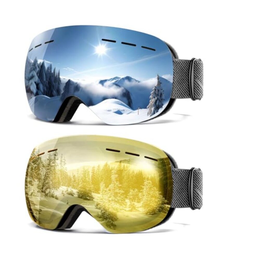 TWO! Ski Snowboard Goggles, Anti-fog 100% UV Protection NWT